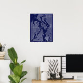 Puget Sound Seattle WA Map Nautical Chart Blue Art Poster (Thuiskantoor)