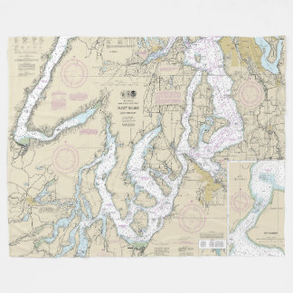 Puget Sound Southern Part Nautische kaart 18448 Fleece Deken