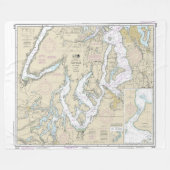 Puget Sound Southern Part Nautische kaart 18448 Fleece Deken (Voorkant (Horizontaal))
