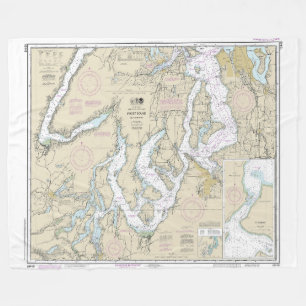 Puget Sound Southern Part Nautische kaart 18448 Fleece Deken
