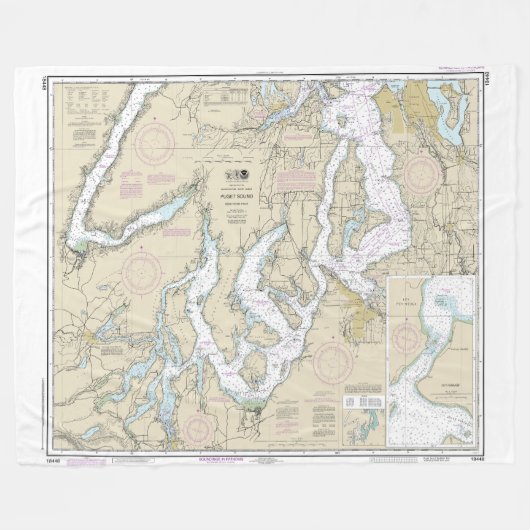 Puget Sound Southern Part Nautische kaart 18448 Fleece Deken (Voorkant (Horizontaal))