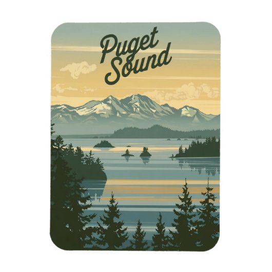 Puget Sound Vintage van Washington Magneet (Verticaal)