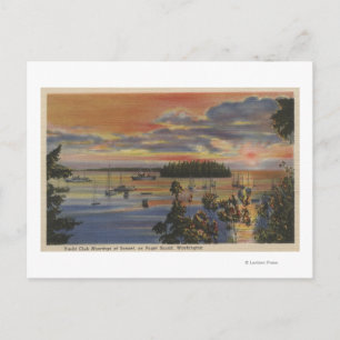 Puget Sound, WA - Yacht Club Moorings at Sunset Briefkaart