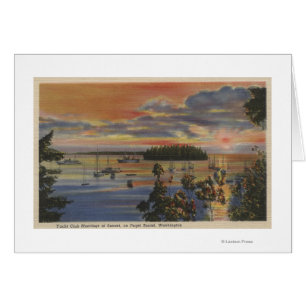 Puget Sound, WA - Yacht Club Moorings au coucher d