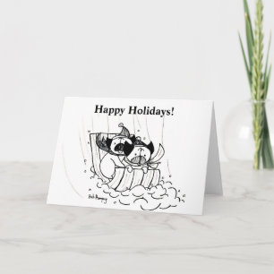 Puggen sleeën feestdagen kaart