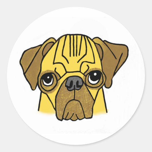 Puggie wuggie ronde sticker (Voorkant)