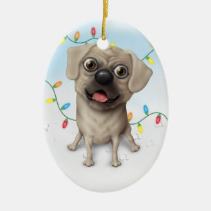 Puggle 2 - kerstversiering keramisch ornament