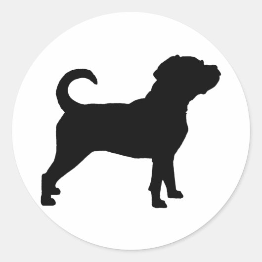 Puggle Dog Silhouet Ronde Sticker (Voorkant)