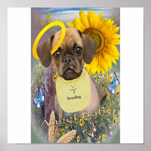 Puggle Drooling in daisin Poster (Devant)