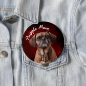 Puggle mama met rode achtergrondButton Ronde Button 4,0 Cm (In situ)