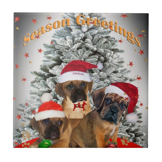 Puggle Merry-kersttegels Tegeltje (Voorkant)