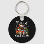 Puggy Christmas Pug Xmas Pug Santa Claus Pug Sleutelhanger (Voorkant)