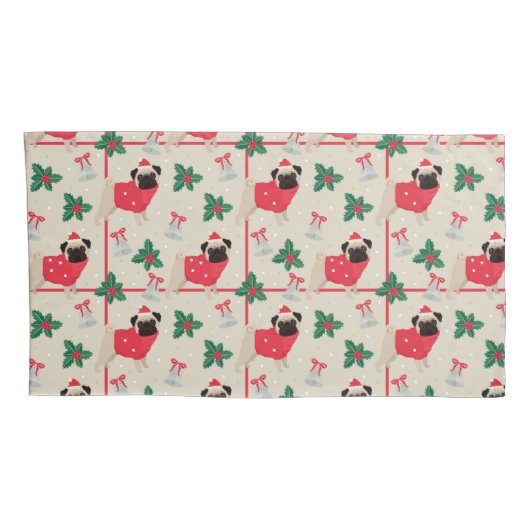 Puggy-kerst-piloten Kussensloop (Achterkant-Rechts)