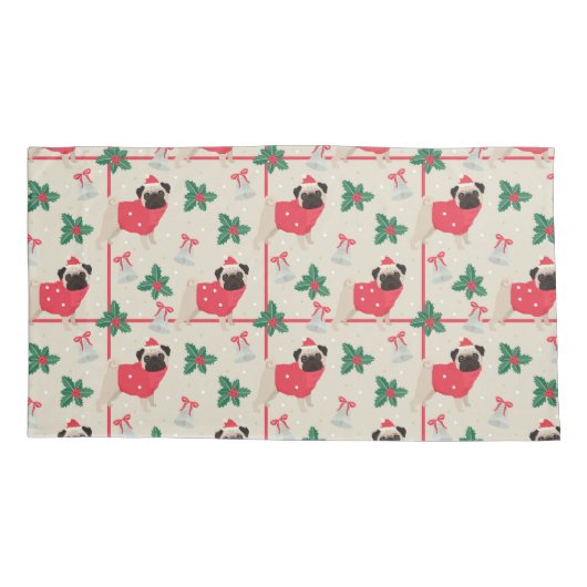 Puggy-kerst-piloten Kussensloop (Achterkant-Links)