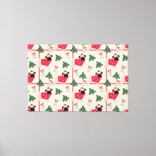 Puggy kerstcanvas afdrukken