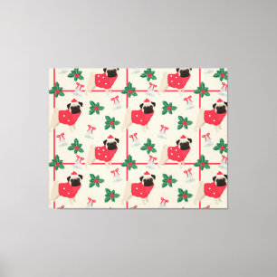 Puggy kerstcanvas afdrukken