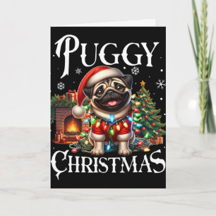 Puggy Kerstmis Pug Kerstmis Pug Sinterklaas Pug Kaart