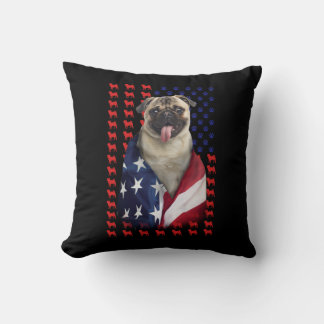 Puggy USA Amerikaanse vlag Kussen