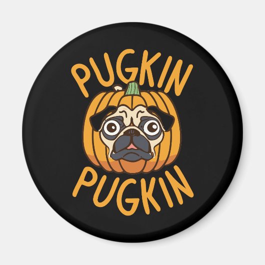 Pugkin Pug Dog Halloween Magneet (Voorkant)