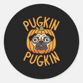 Pugkin Pug Dog Halloween Ronde Sticker (Voorkant)
