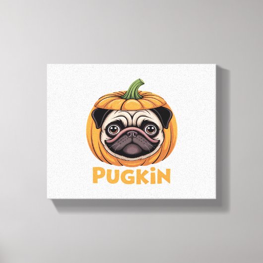 Pugkin Pug Halloween Happy Halloween Oversized T-S Canvas Afdruk (Voorkant)