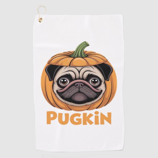 Pugkin Pug Halloween Happy Halloween Oversized T-S Golfhanddoek (Voorkant)