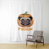 Pugkin Pug Halloween Happy Halloween Oversized T-S Wandkleed (In situ)