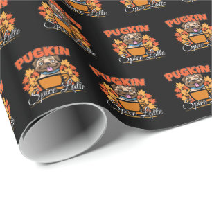 Pugkin Spice Latte - Pug Dog Pumpkin Pun Cadeaupapier