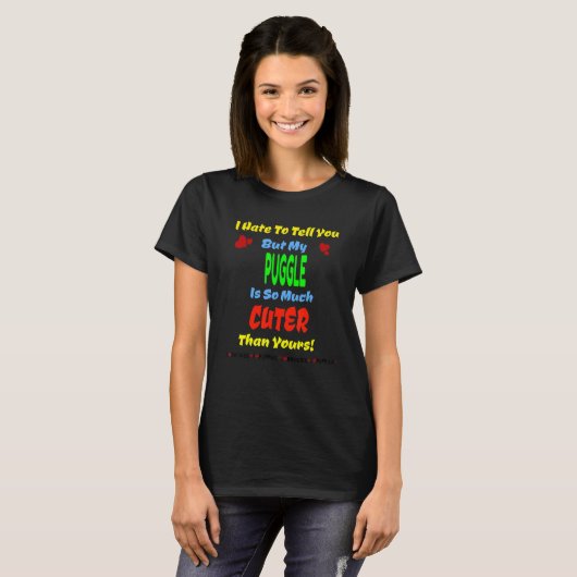 Pugle Beagle and Pug Hybrid Cute Puppy Dog T-shirt (Voorkant volledig)