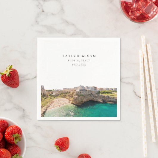 Puglia bruiloft aangepaste cocktail servet (Insitu)