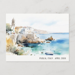 Puglia, Italië Aquarel Landschap Reis Feestdagenkaart