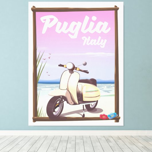 Puglia Italy Travel poster. Canvas Afdruk (Insitu (Houten vloer))