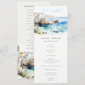 Puglia, Italy Watercolor Landscape Wedding Program Kaart (Voorkant / Achterkant)