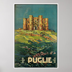 "Puglie ( Pouilles ) affiche Vintage de voyage en