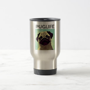 PUGLIFE Schattig Pug Gezichtsportret Reisbeker