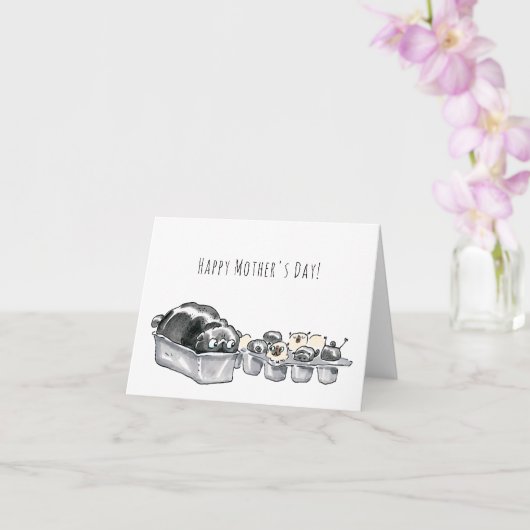 Pugloaf en Puppymuffins grappige Moederdag kaart (Orchidee)