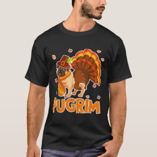 Pugrim Pug Pelgrim Kalkoen Pug Klassiek 112 T-shirt
