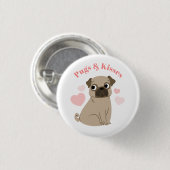 "Pugs and Kisses" Ronde Button 3,2 Cm (Voorkant /achterkant)