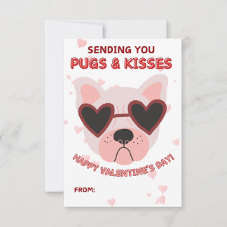 Pugs and Kisses Valentine's Day Card Notitiekaartje