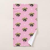 Pugs Bébé Rose Et Menthe (Serviette à main)