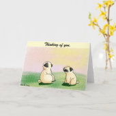 Pugs bij Zonsondergang Kaart (Gele Bloem)