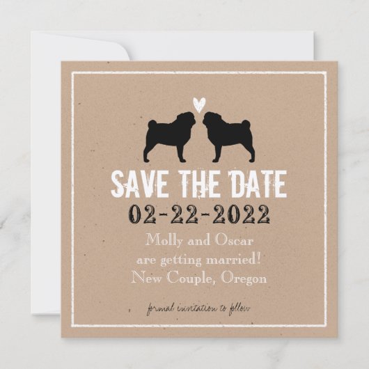 Pugs Bruiloft Save the Date (Voorkant)
