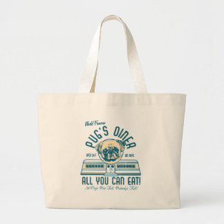Pug's Diner Retro stijlbalken Grote Tote Bag