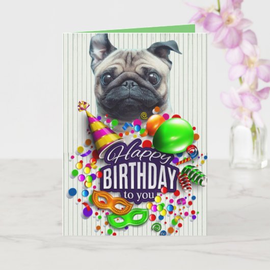 Pugs en Kisses Birthday Kaart (Orchidee)