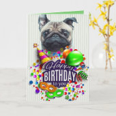 Pugs en Kisses Birthday Kaart (Gele Bloem)