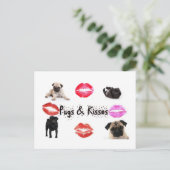 Pugs en Kisses Briefkaart (Staand voorkant)