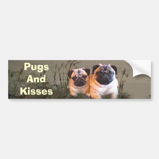 Pugs en Kisses Bumpersticker (Voorkant)
