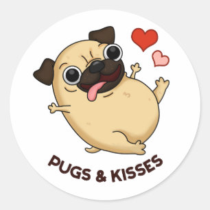 Pugs En Kisses Grappige Hond Pun Ronde Sticker