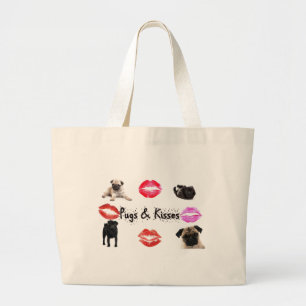 Pugs en Kisses Grote Tote Bag