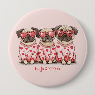 Pugs en Kusjes Valentijnsdag Pug Honden Ronde Button 4,0 Cm